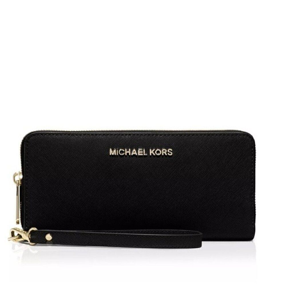 MICHAEL Michael Kors Jet Set Travel Continental Wallet black bag New